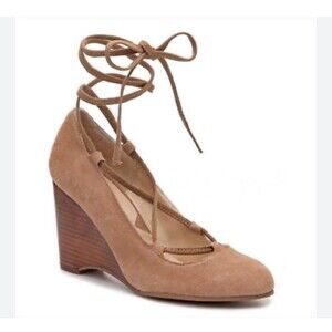 Adrienne Vittadini suede lace up wedge pumps Women Sz. 6.5 Brown Comfort  Trendy